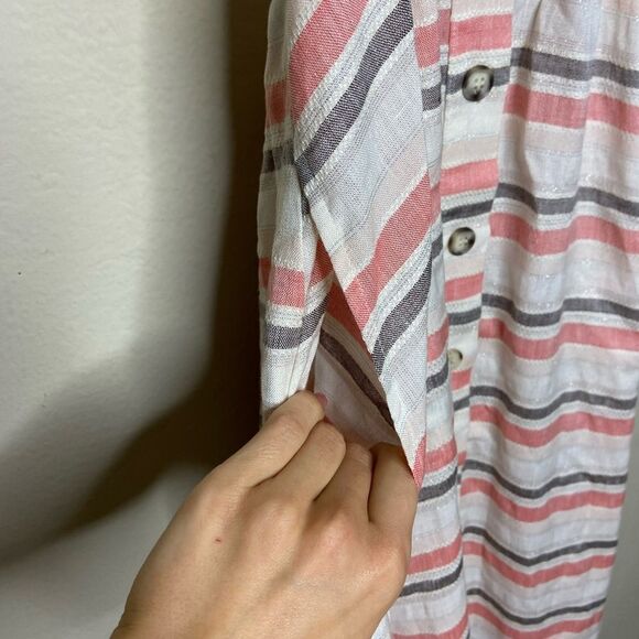 NWT Reformation Gisela Midi White Pink Dress Stripes Linen Size 2 - Picture 7 of 10